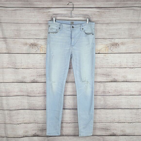Citizens of Humanity Rocket High Rise Skinny Lightwash Distressed Denim Jeans - Picture 1 of 9